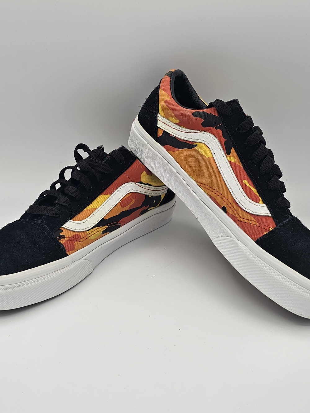 Vans Old Skool Pop Suede Camo Low Sz 7.5W/6M Blk/Spicy Orange Skater Y2k Street